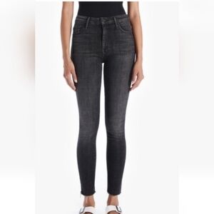 Mother Looker Ankle Fray Black Jeans 28